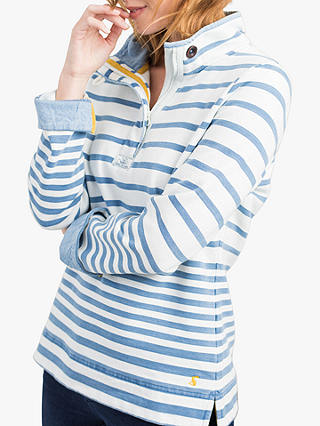 Joules Saunton Salt Stripe Funnel Neck Sweatshirt, Blue