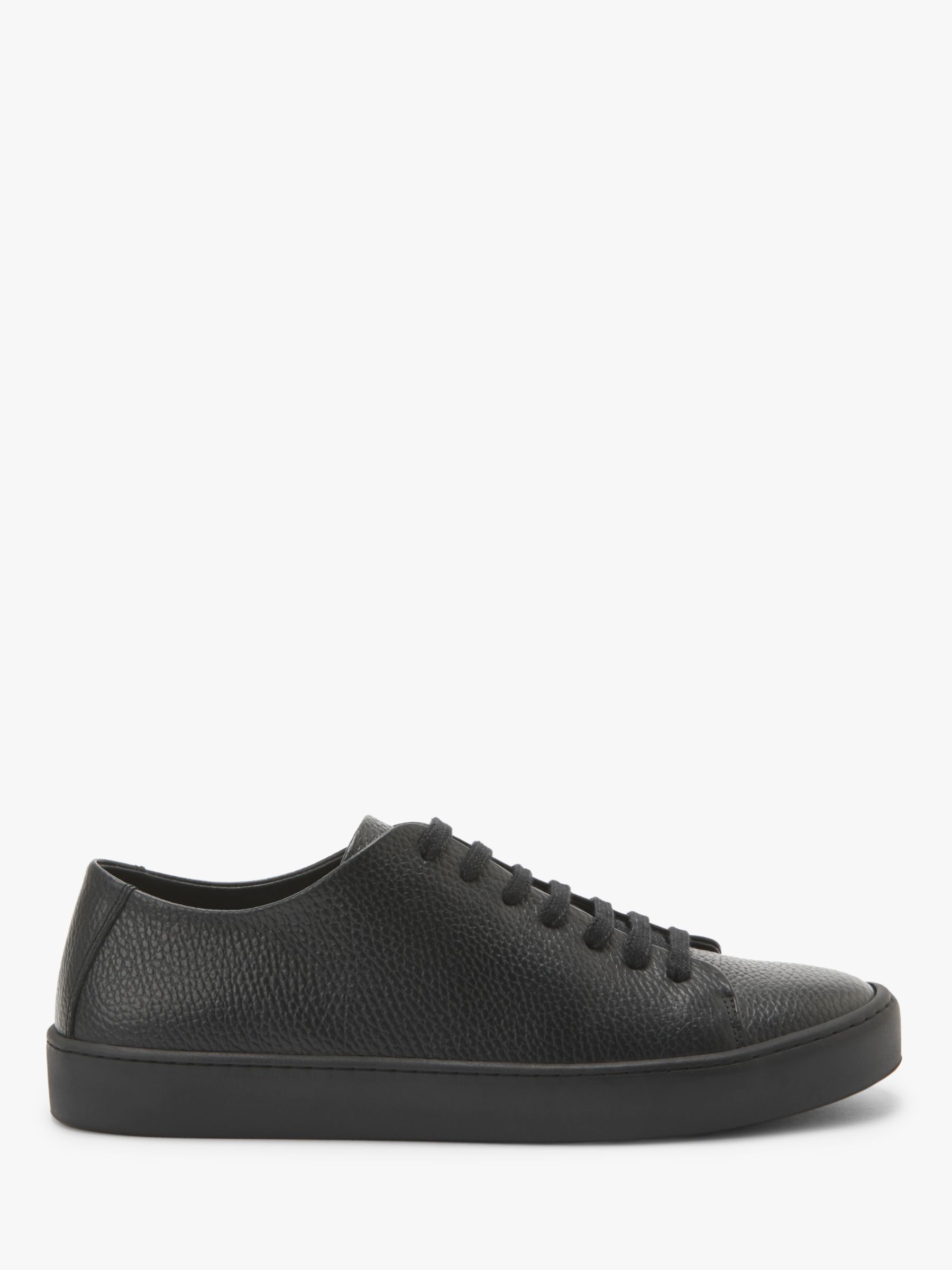 Kin Cupsole Leather Trainers, Black at John Lewis & Partners