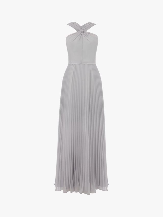 Oasis Twist Neck Maxi Dress, Pale Grey, 8L