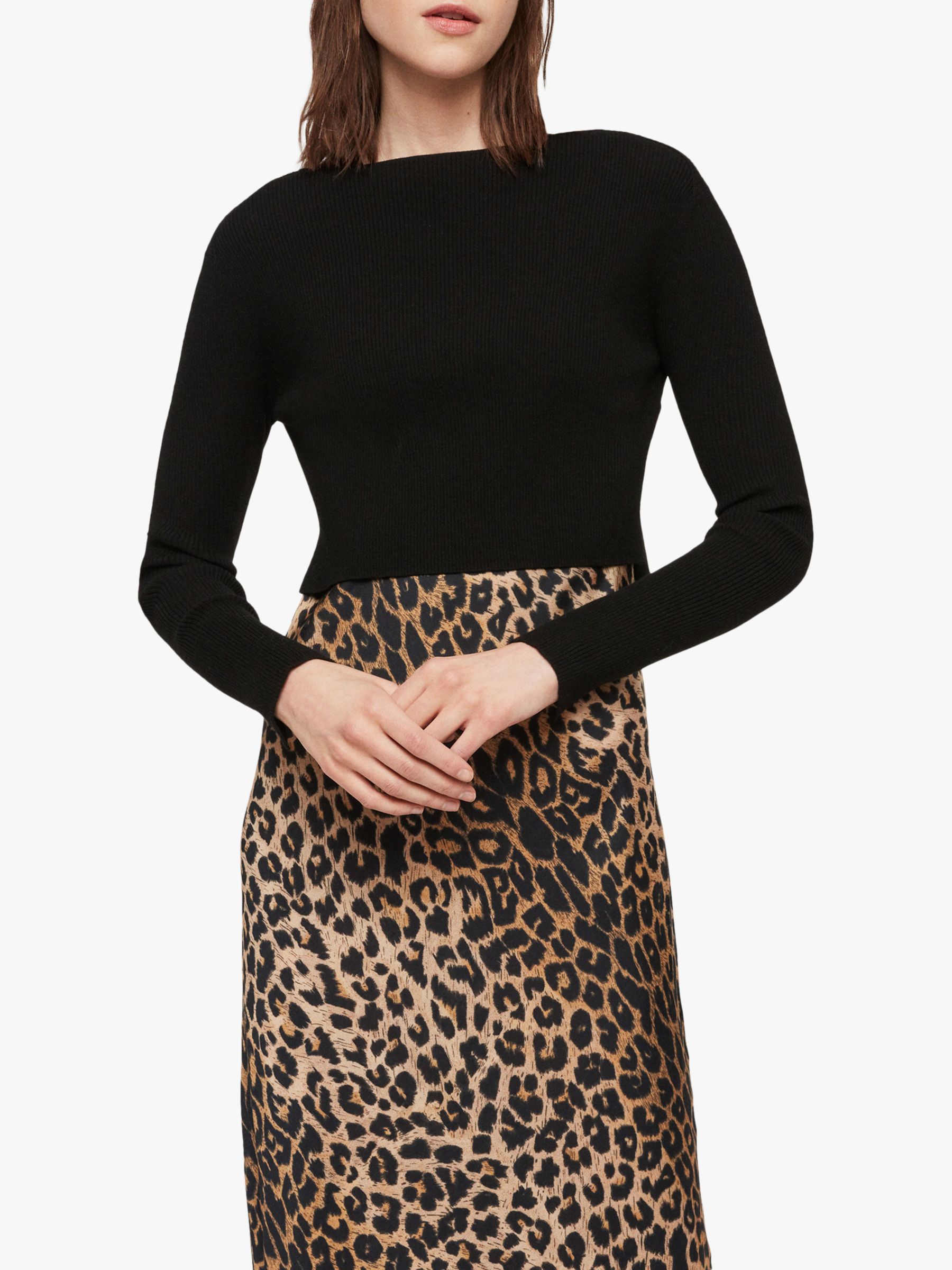 all saints leopard jumper dress