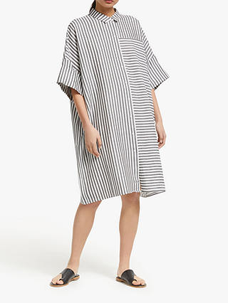 Kin Oversized Stripe Shirt Dress, Grey