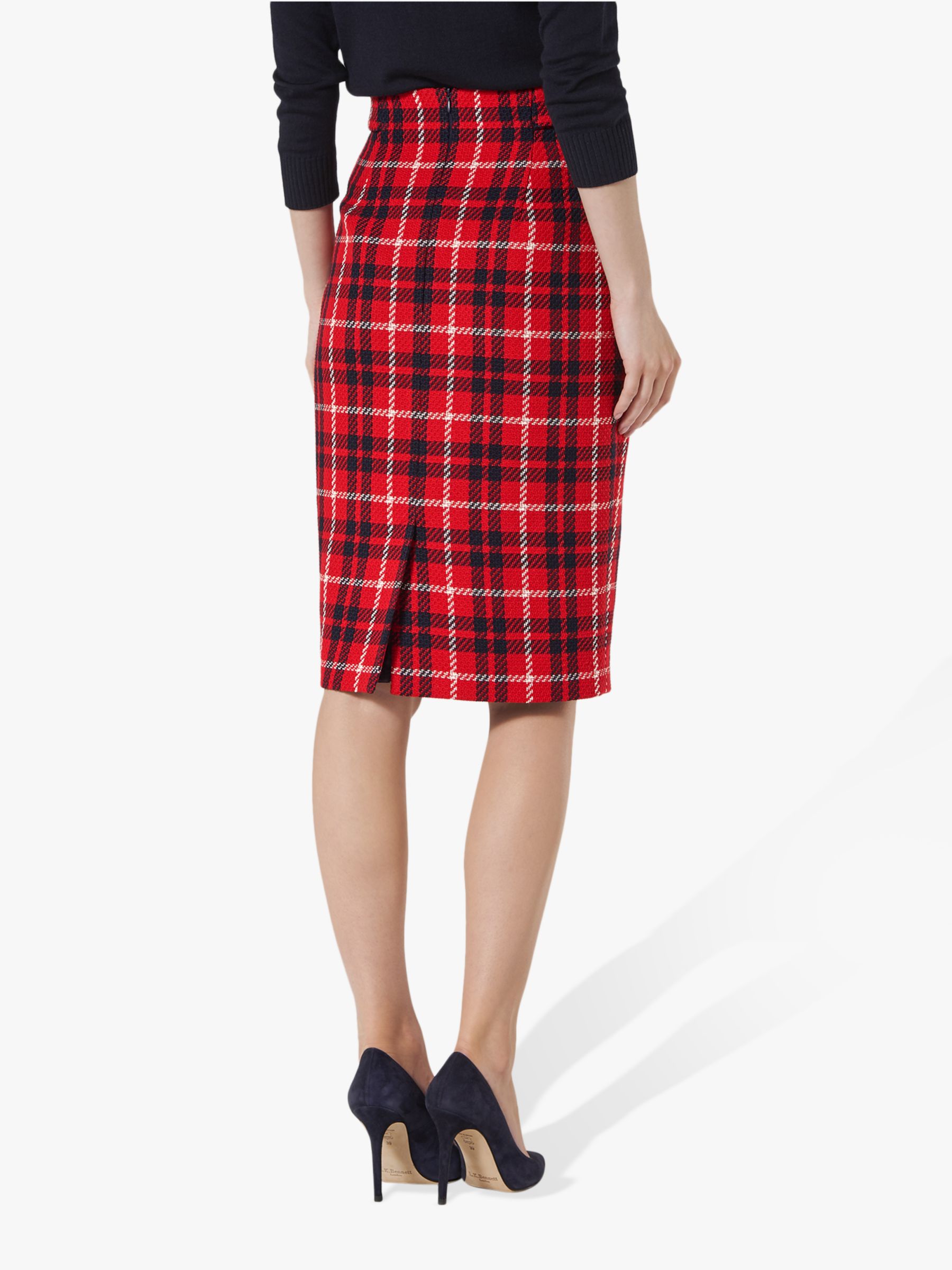 Emilia Wickstead Pris Red Tartan Pleated Midi Skirt - Kate