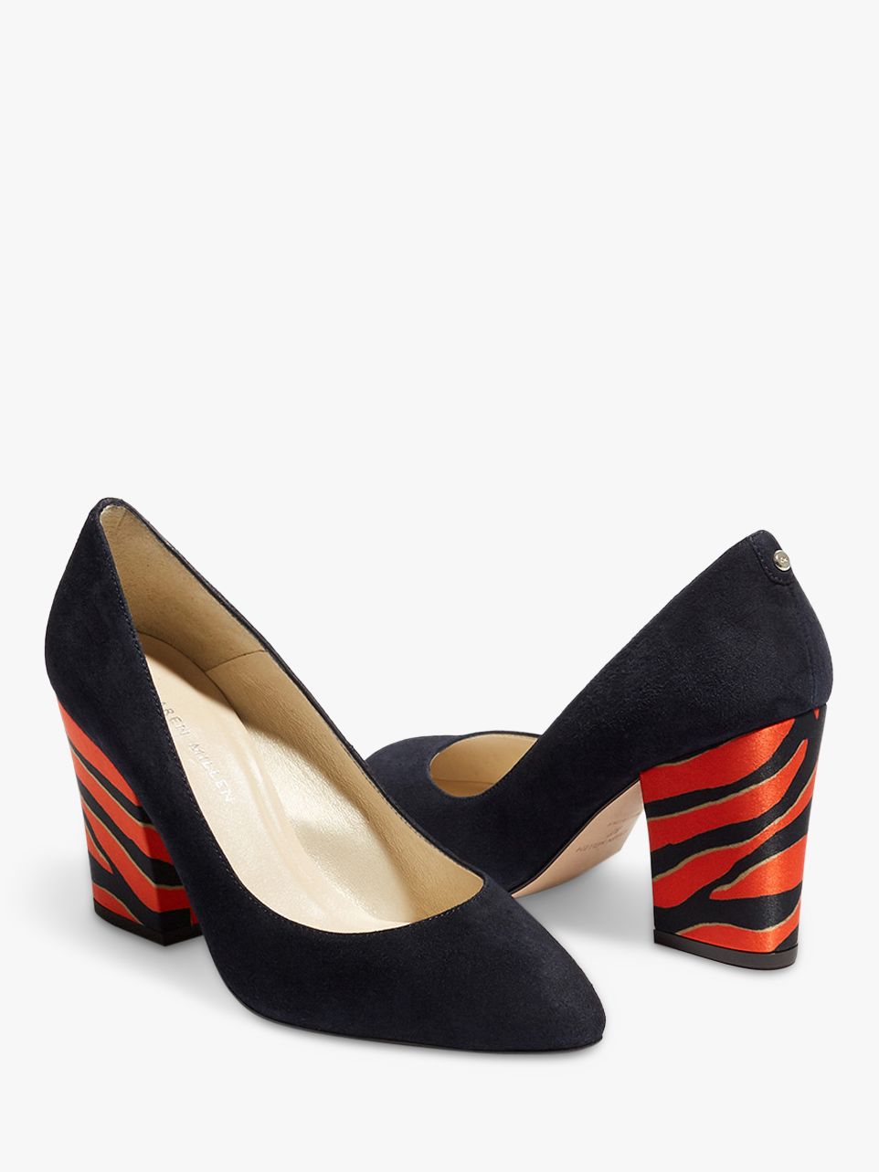 Karen Millen Contrast Block Heel Court Shoes