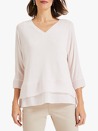 Phase Eight Kim Double Layer Top, Pale Pink