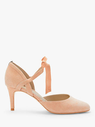 Boden Lavinia Tie Low Heel Court Shoes, Fawn Rose Suede