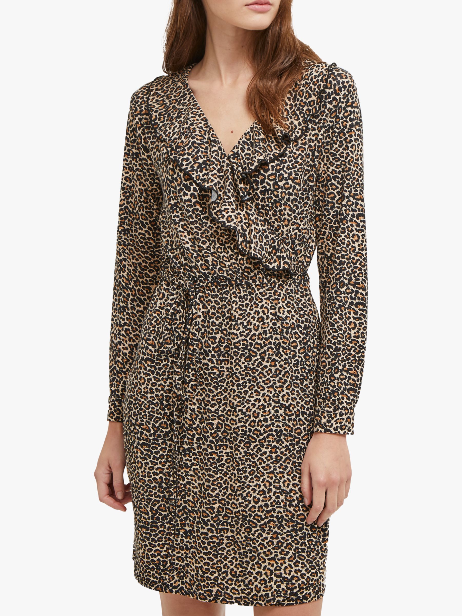 French Connection Animal Print Wrap Dress, Brown Leopard