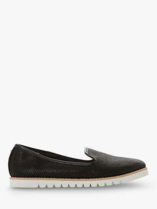 Dune Galleon Ridged Leather Loafers, Black