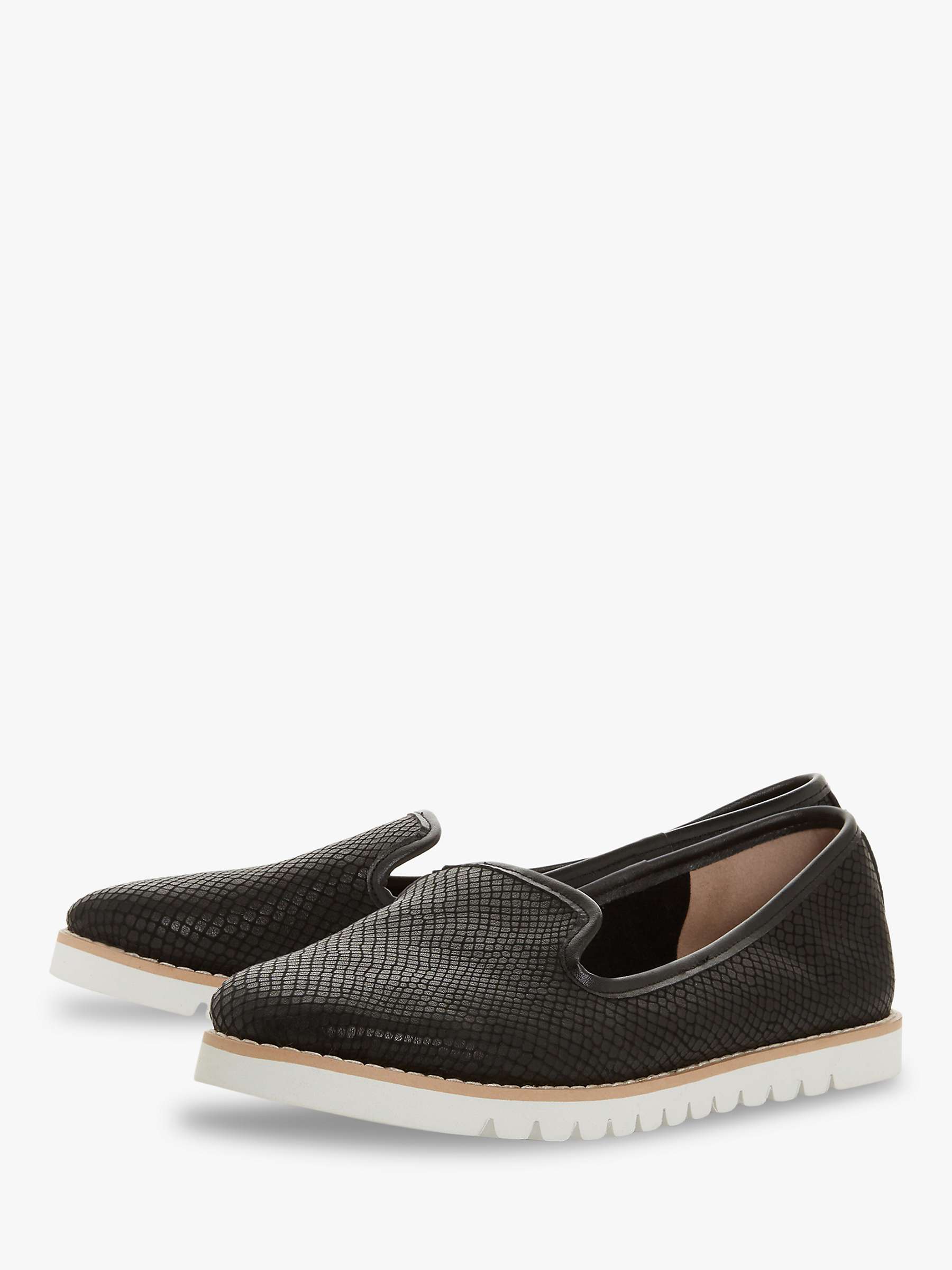 Buy Dune Galleon Ridged Leather Loafers, Black Online at johnlewis.com