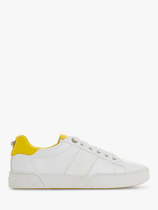 Dune Elsie Lace Up Trainers, Leather Yellow