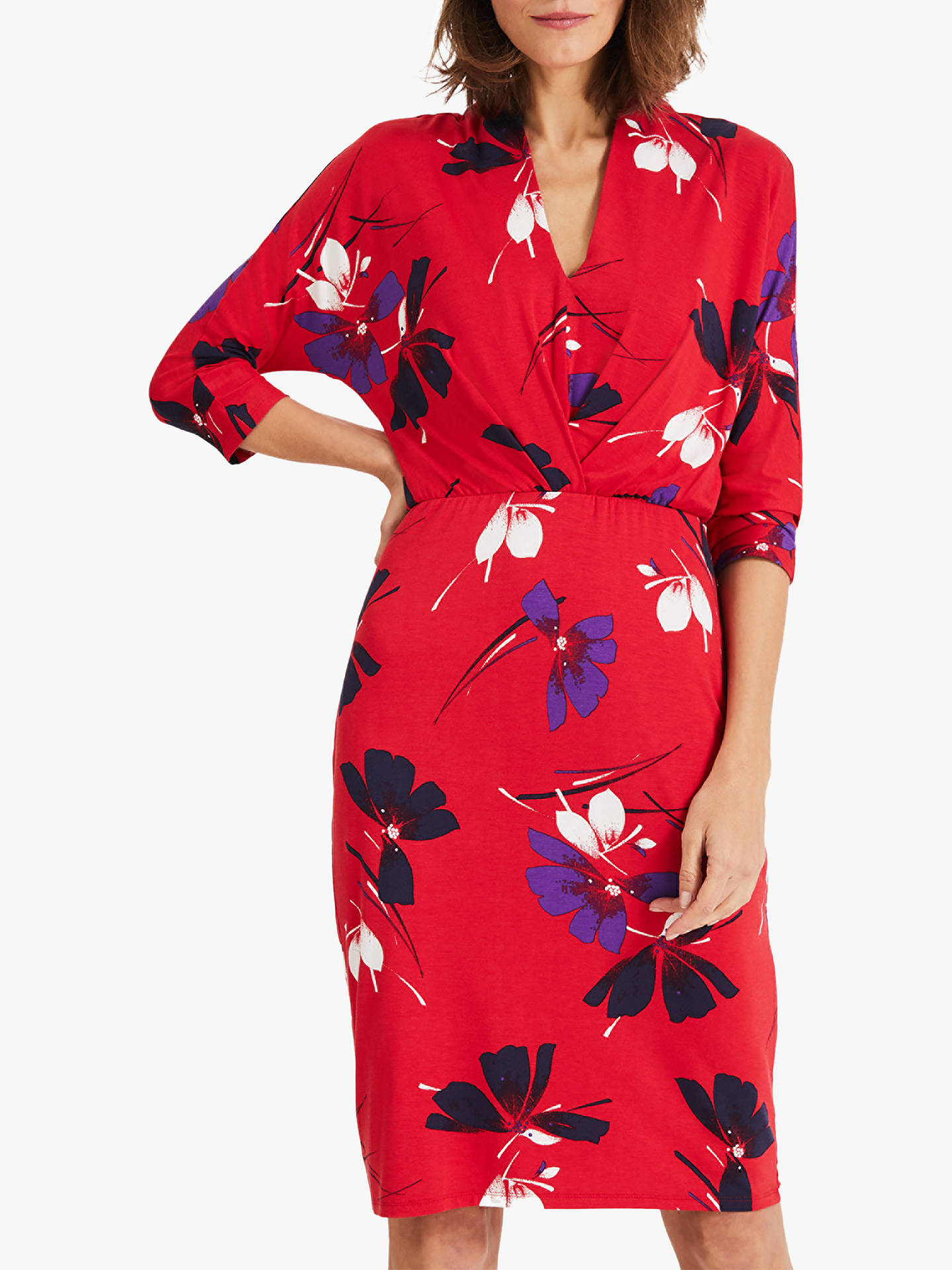 Buy Phase Eight Harper Floral Print Dress, Red, 8 Online at johnlewis.com