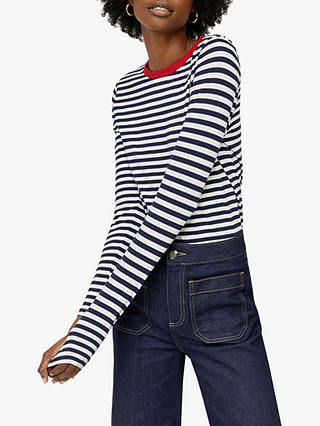 Warehouse Contrast Striped Jersey Top
