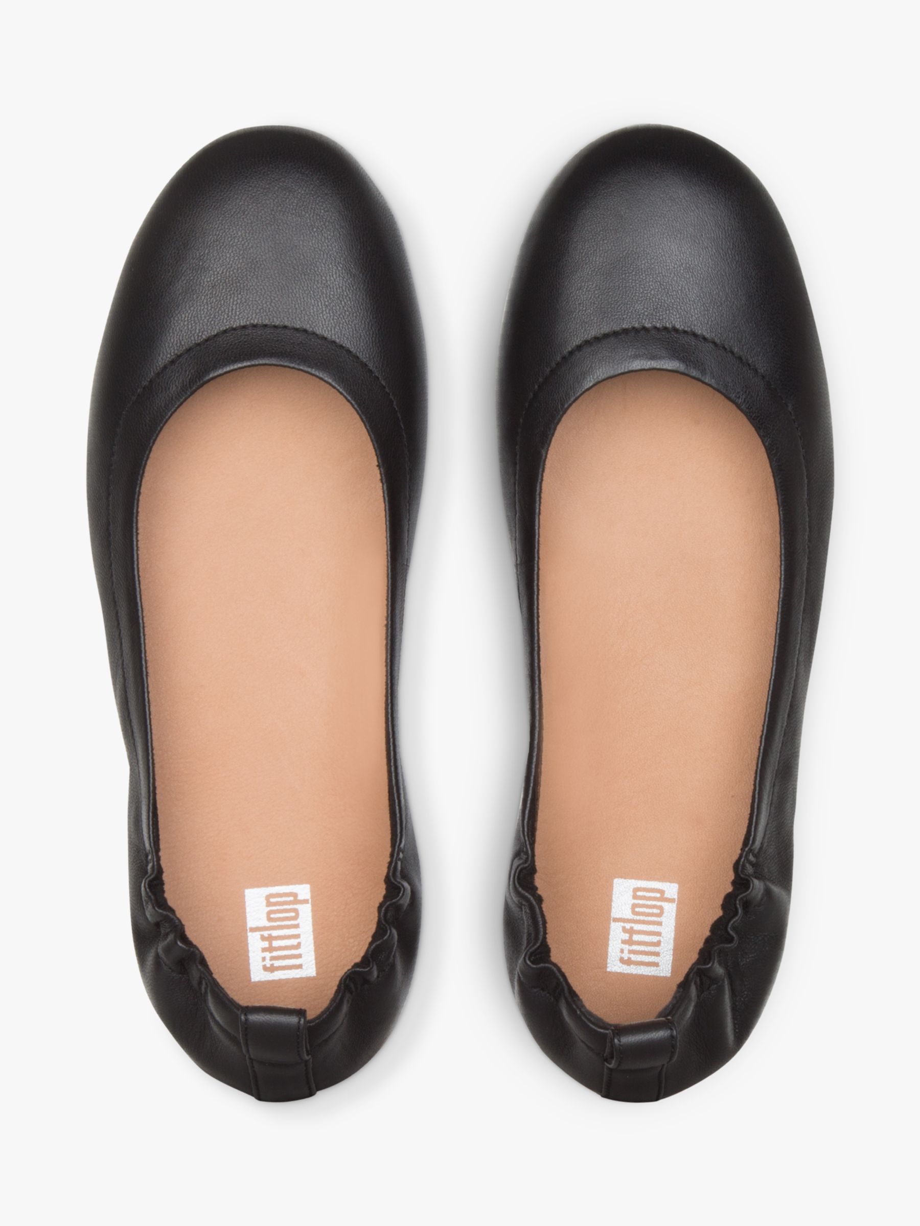 FitFlop Allegro Flat Leather Pumps, Black at John & Partners