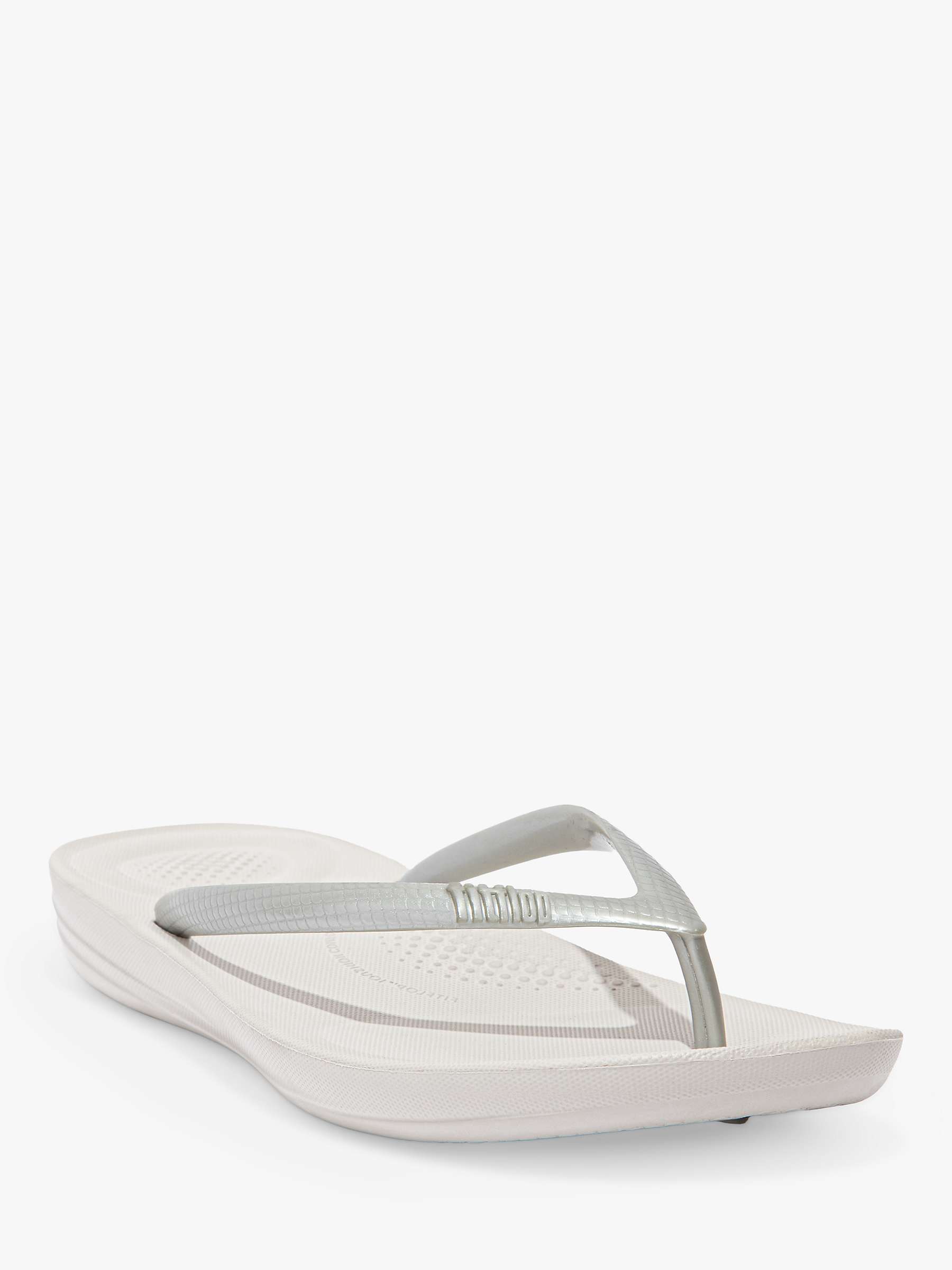 FitFlop IQushion Ergonomic Flip Flops, Silver at John Lewis & Partners