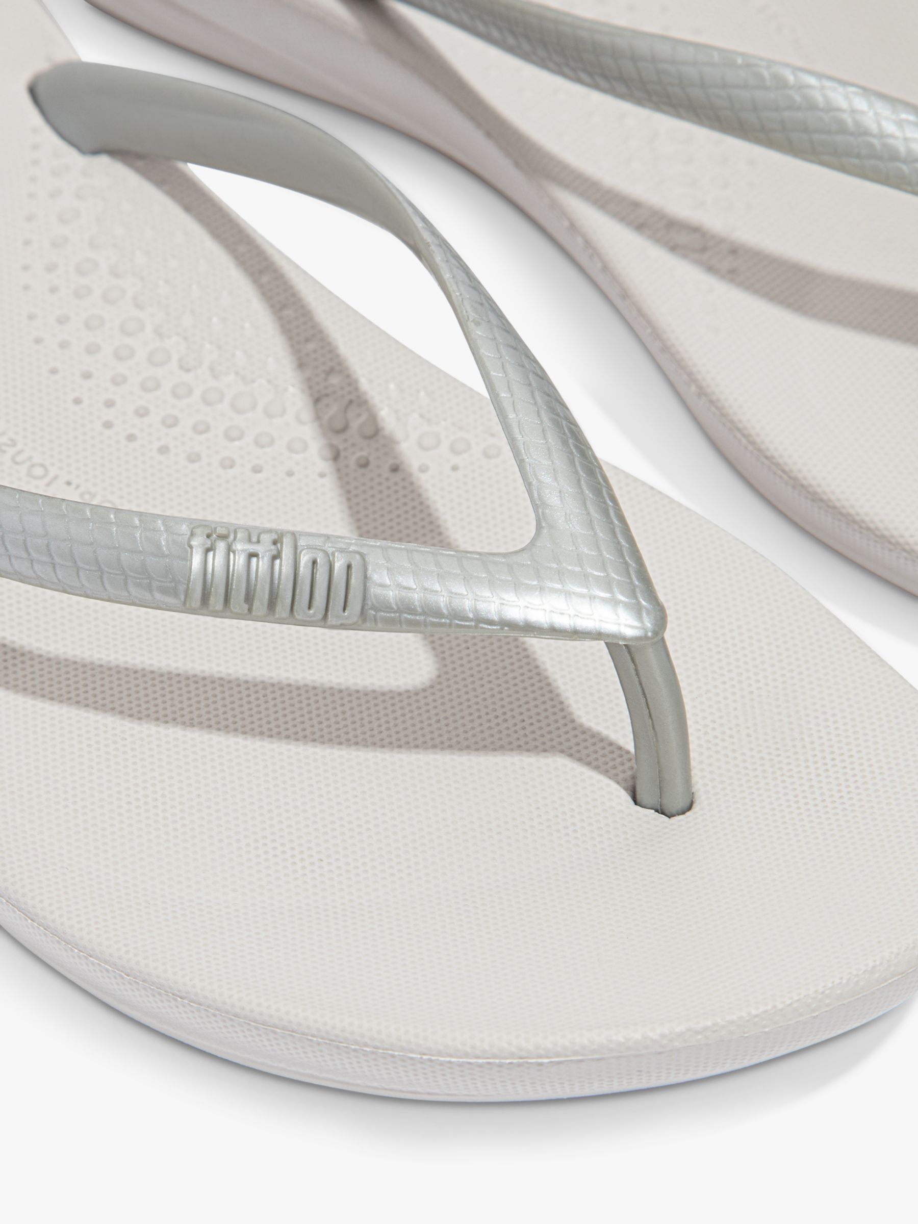 FitFlop IQushion Ergonomic Flip Flops, Silver at John Lewis & Partners