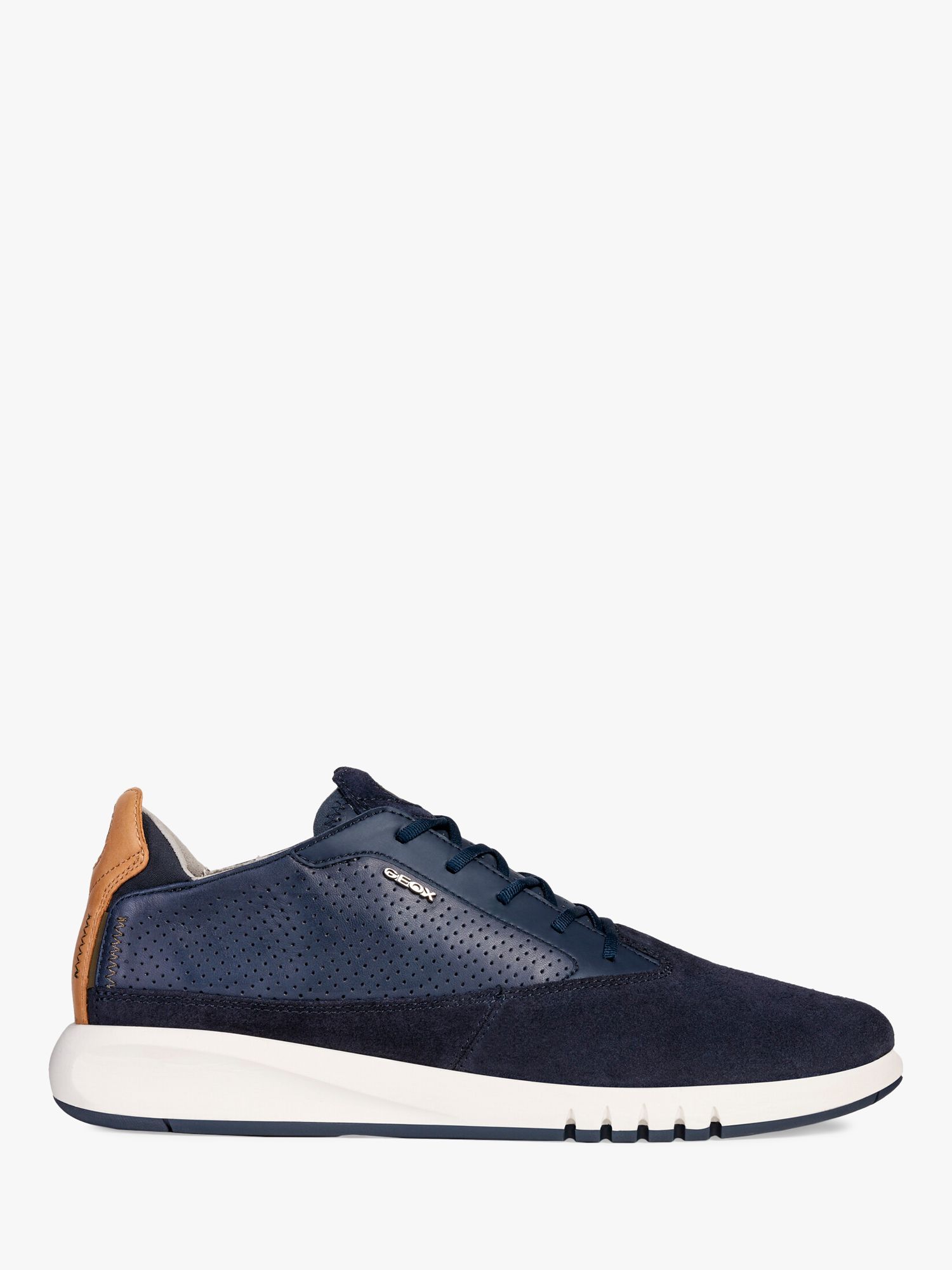 Geox Aerantis Leather Trainers, Blue at John Lewis & Partners