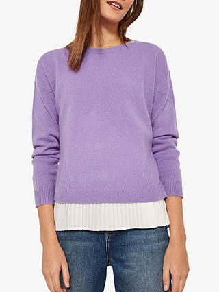 Mint Velvet Pleated Knit Jumper, Purple