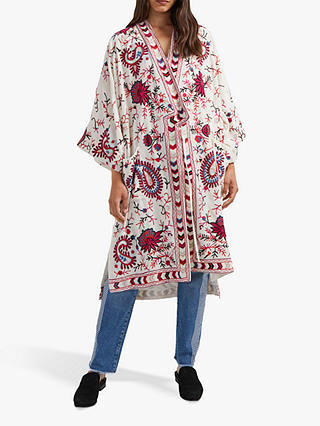 French Connection Dorothy Abstract Floral Kimono, Cream