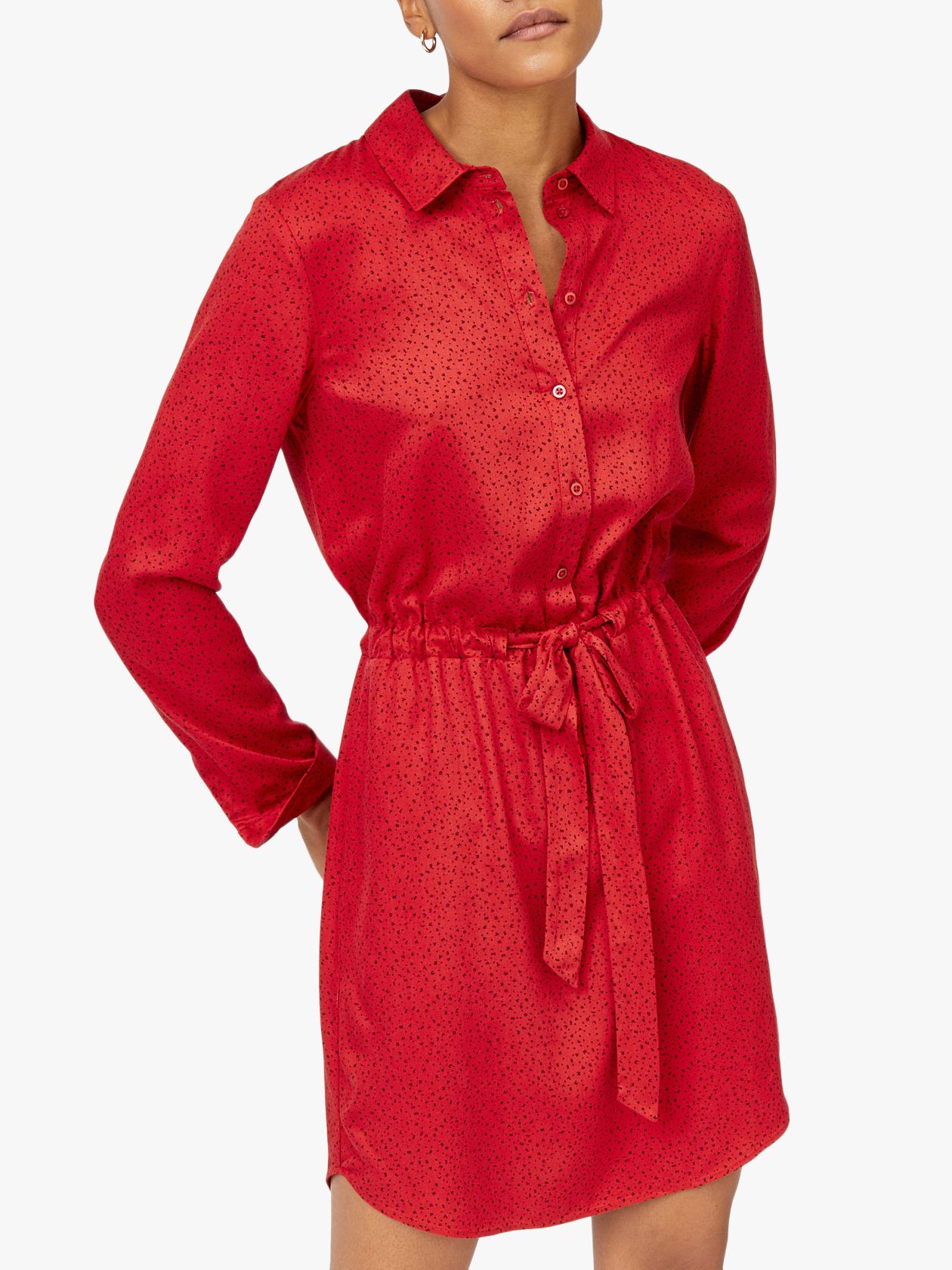 warehouse red shirt dress