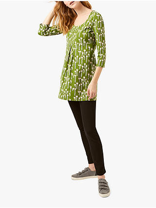 White Stuff Pippy Floral Cotton Jersey Tunic Top, Ivy Green