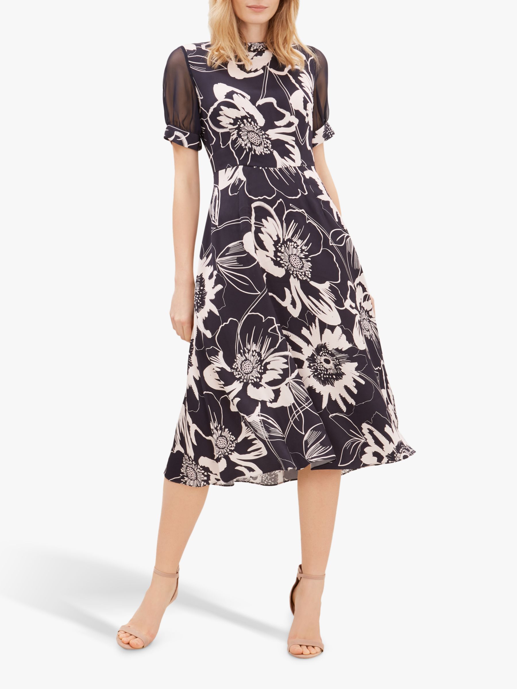 Jaeger Floral Dress, Navy/Multi