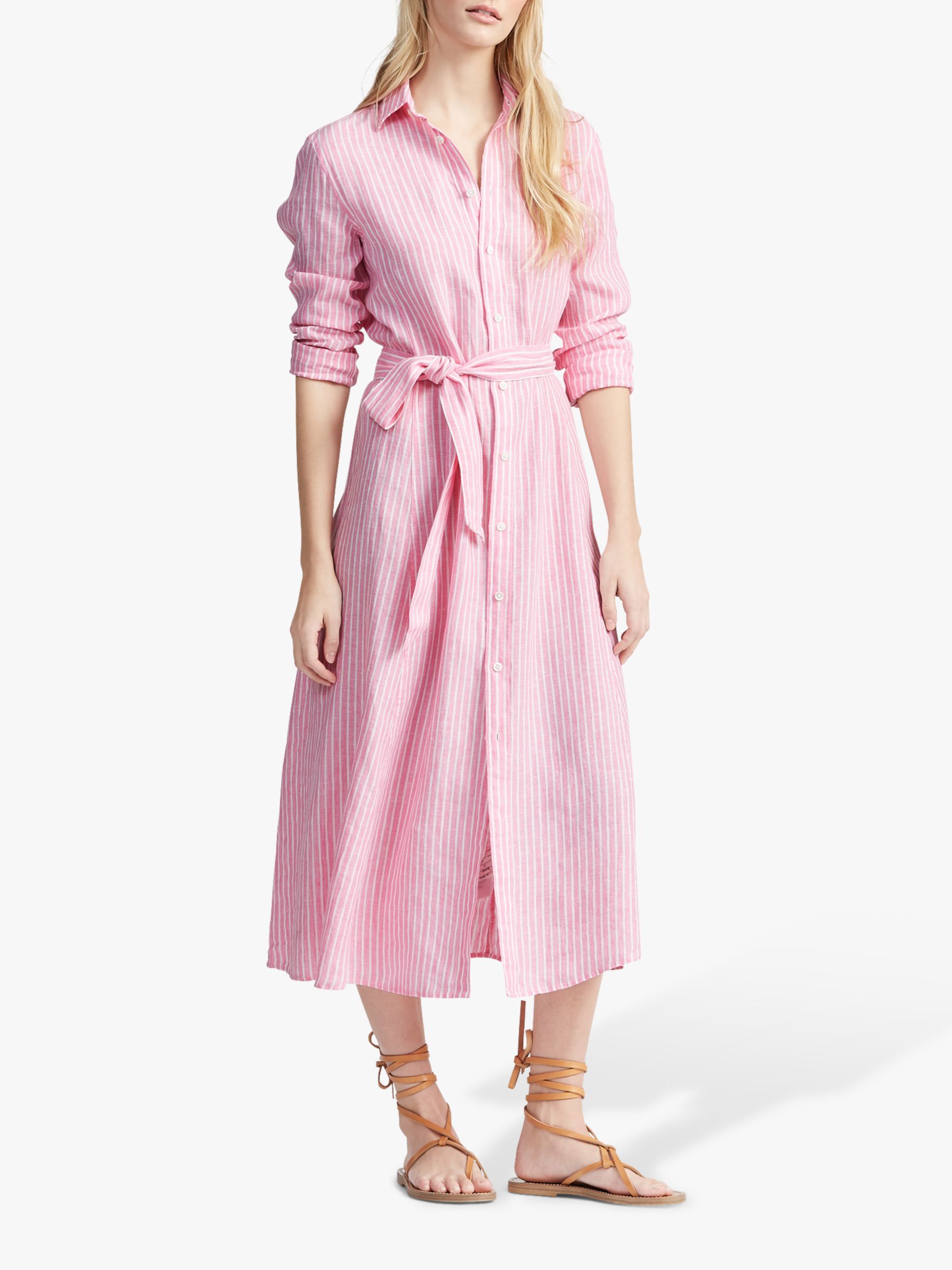 Polo Ralph Lauren Linen Stripe Midi Shirt Dress