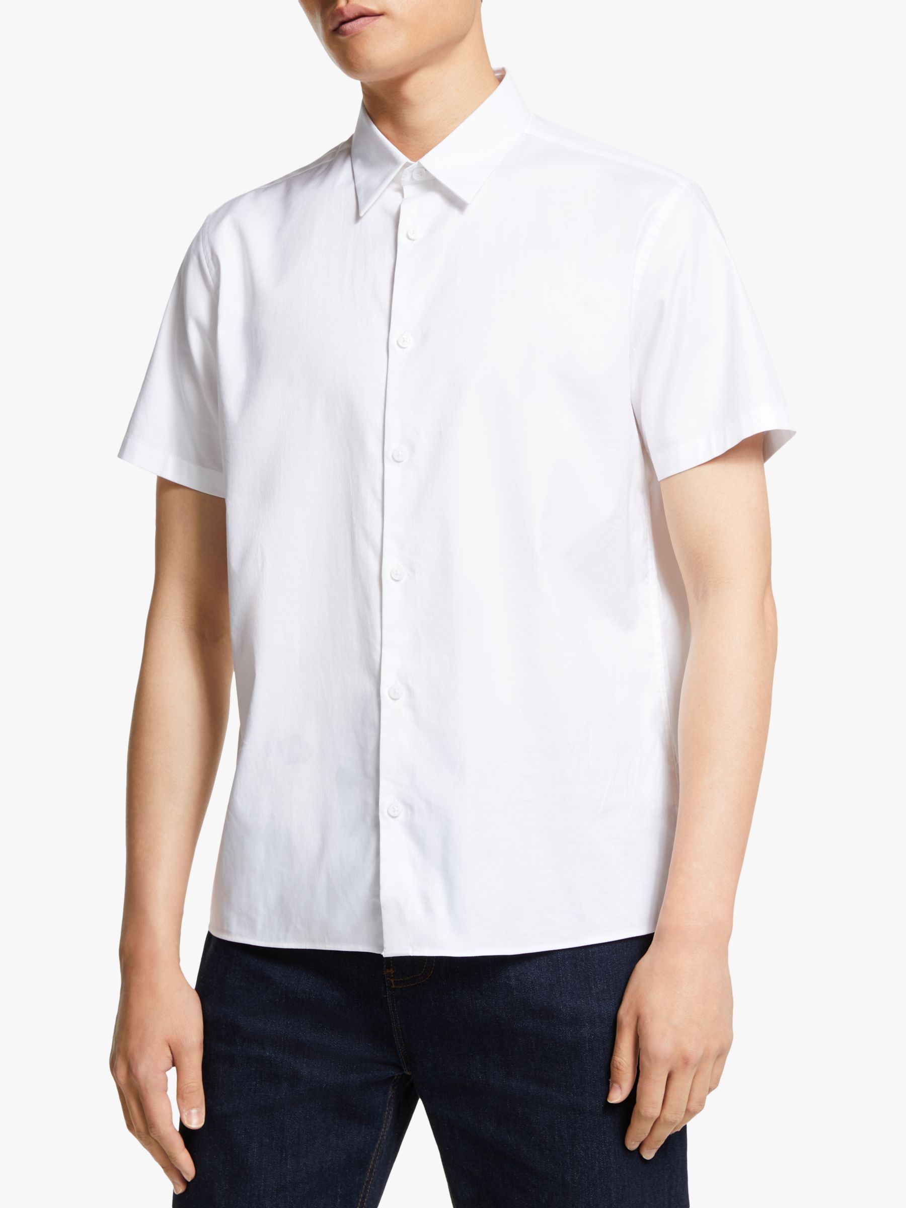 Kin Short Sleeve Oxford Shirt, White at John Lewis & Partners