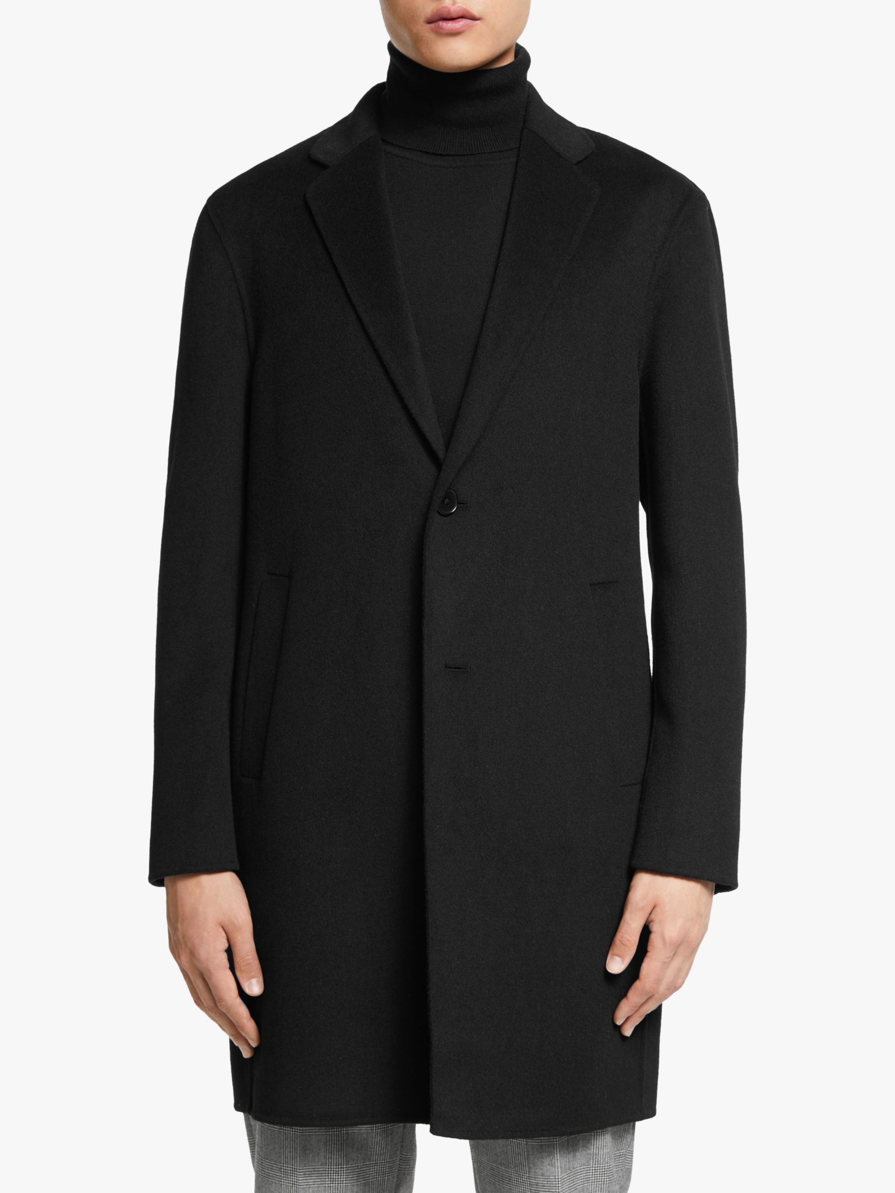 Kin Double Faced Wool Blend Overcoat, Black at John Lewis & Partners
