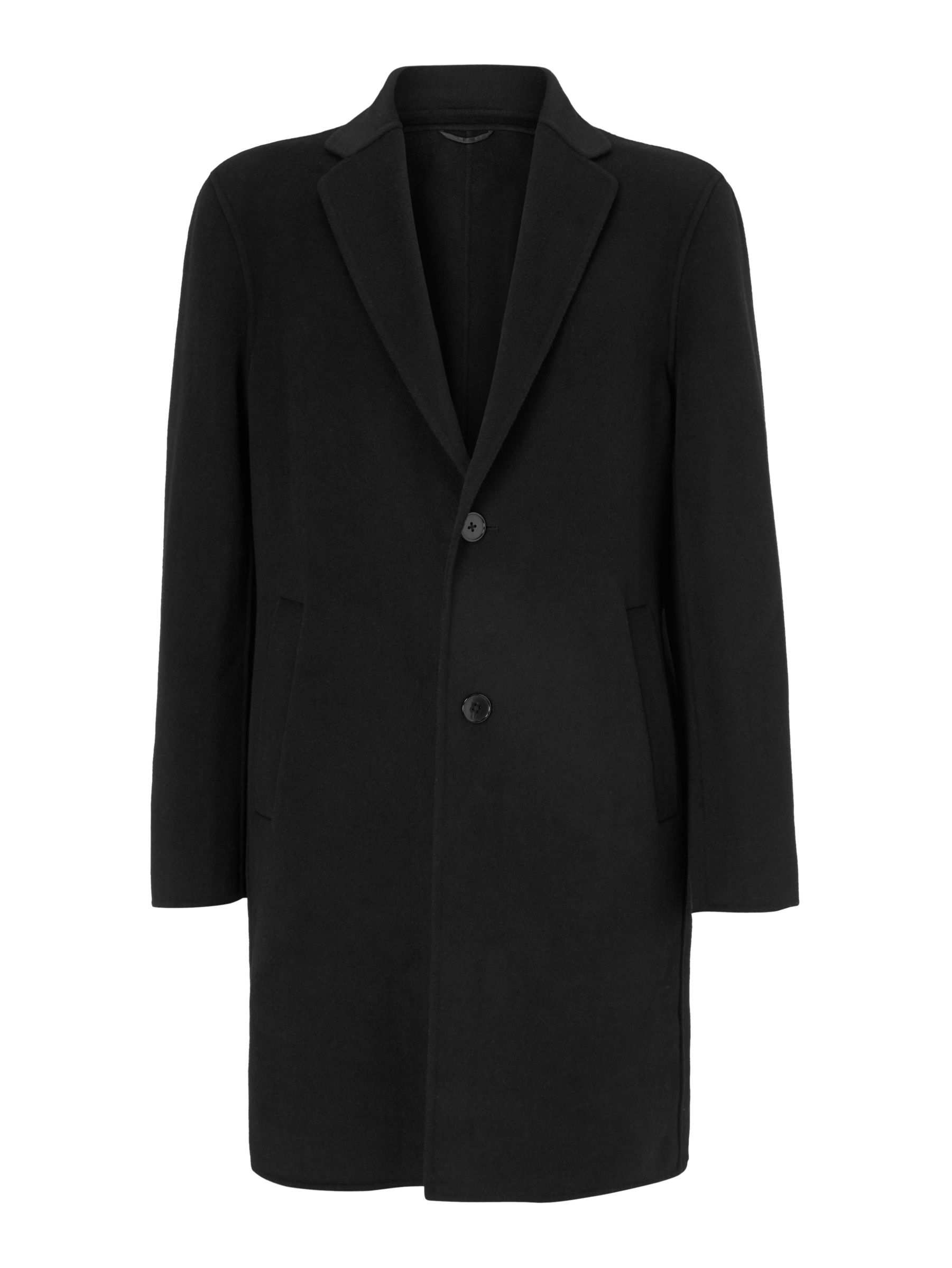 Kin Double Faced Wool Blend Overcoat, Black at John Lewis & Partners