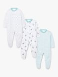 ANYDAY John Lewis & Partners Baby GOTS Organic Cotton Giraffe Sleepsuit, Pack of 3, Multi