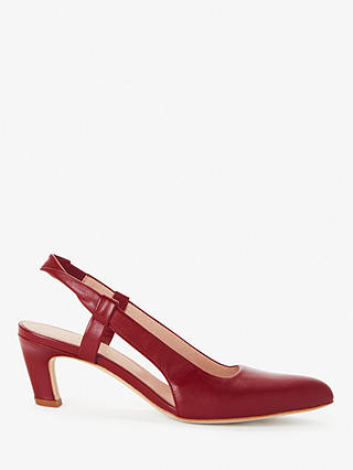 Modern Rarity Cecile Leather Sling Back Court Shoes, Red