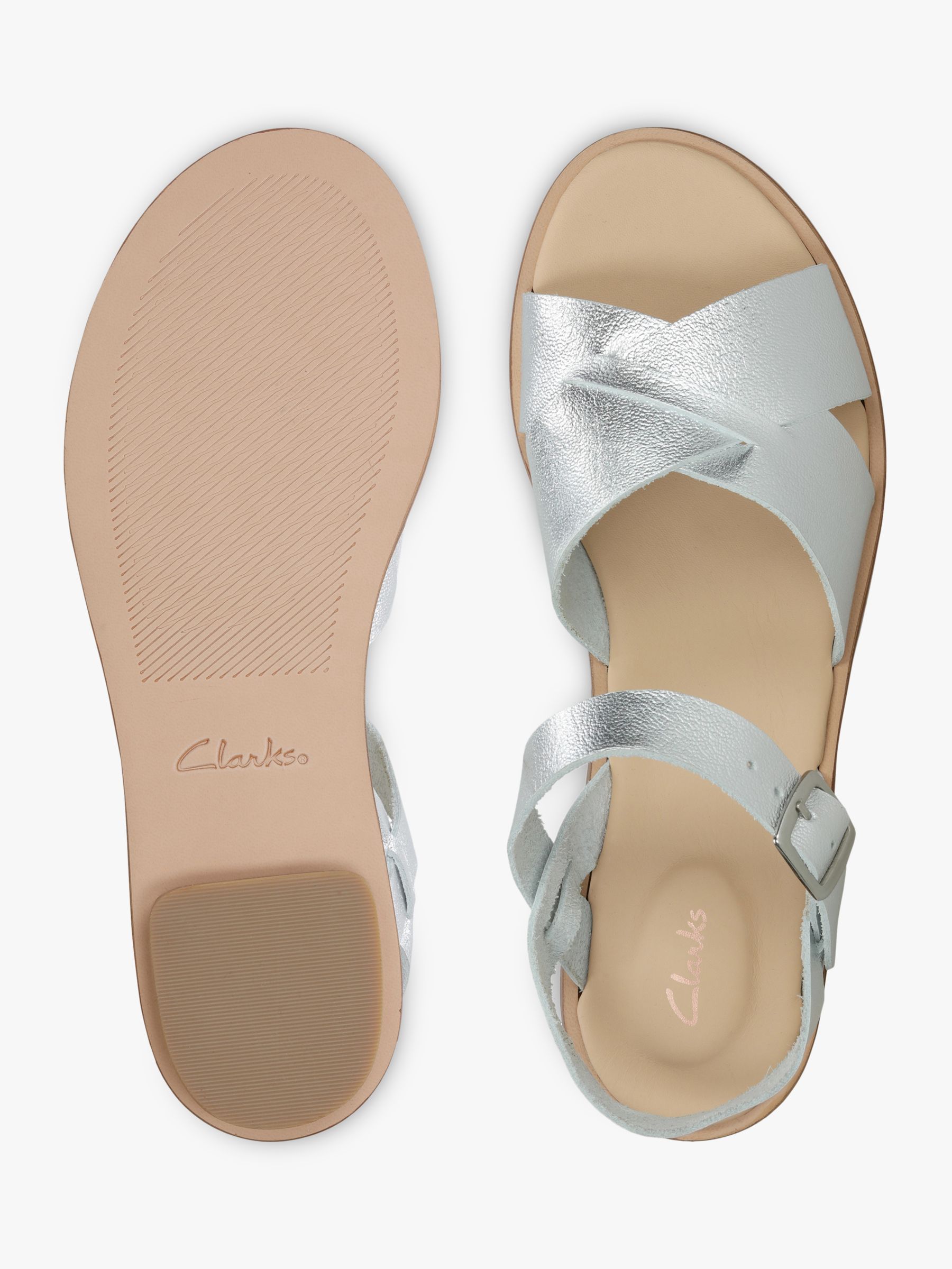 clarks silver flip flops