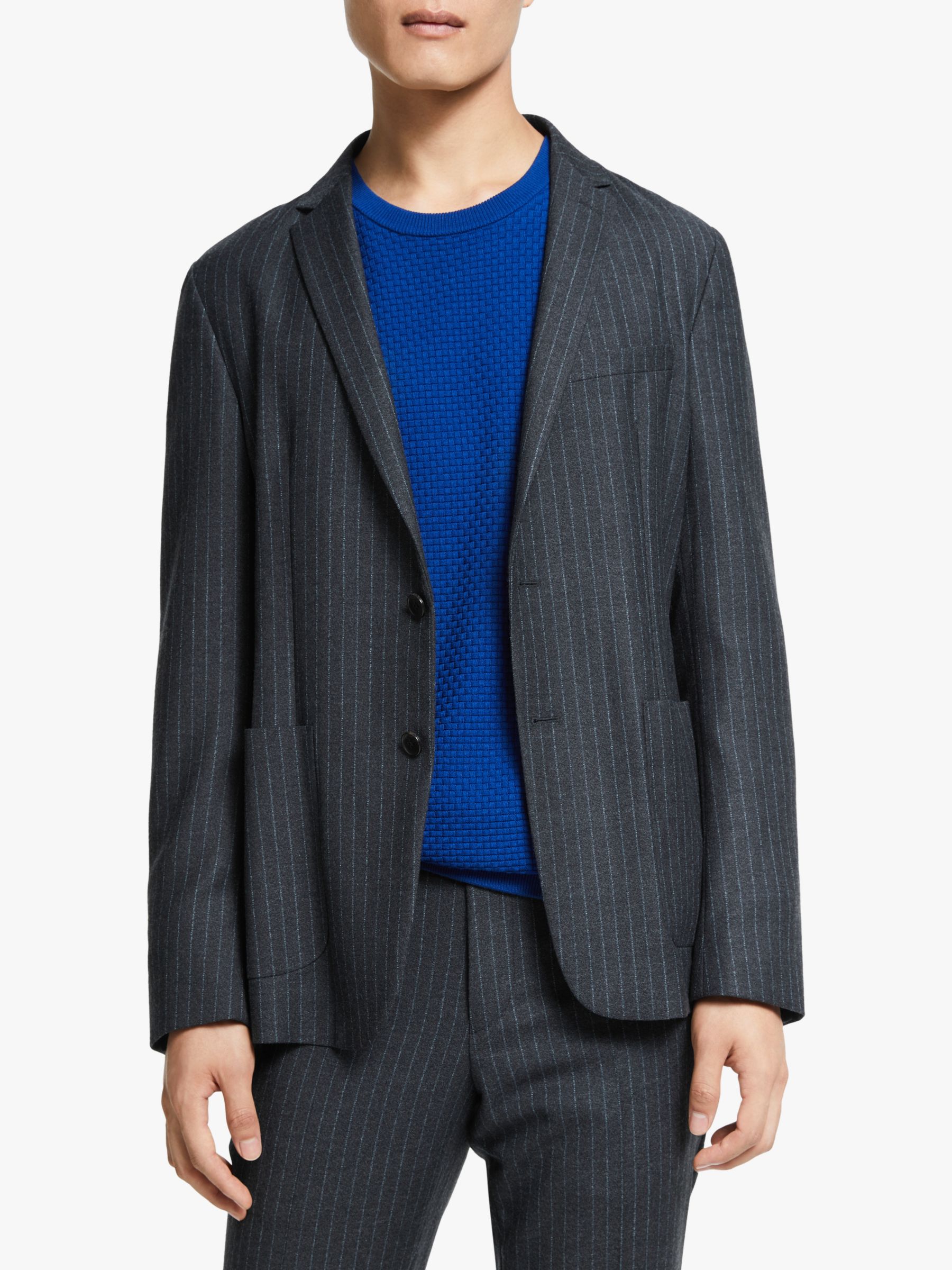 Kin Decon Stripe Suit Jacket, Grey