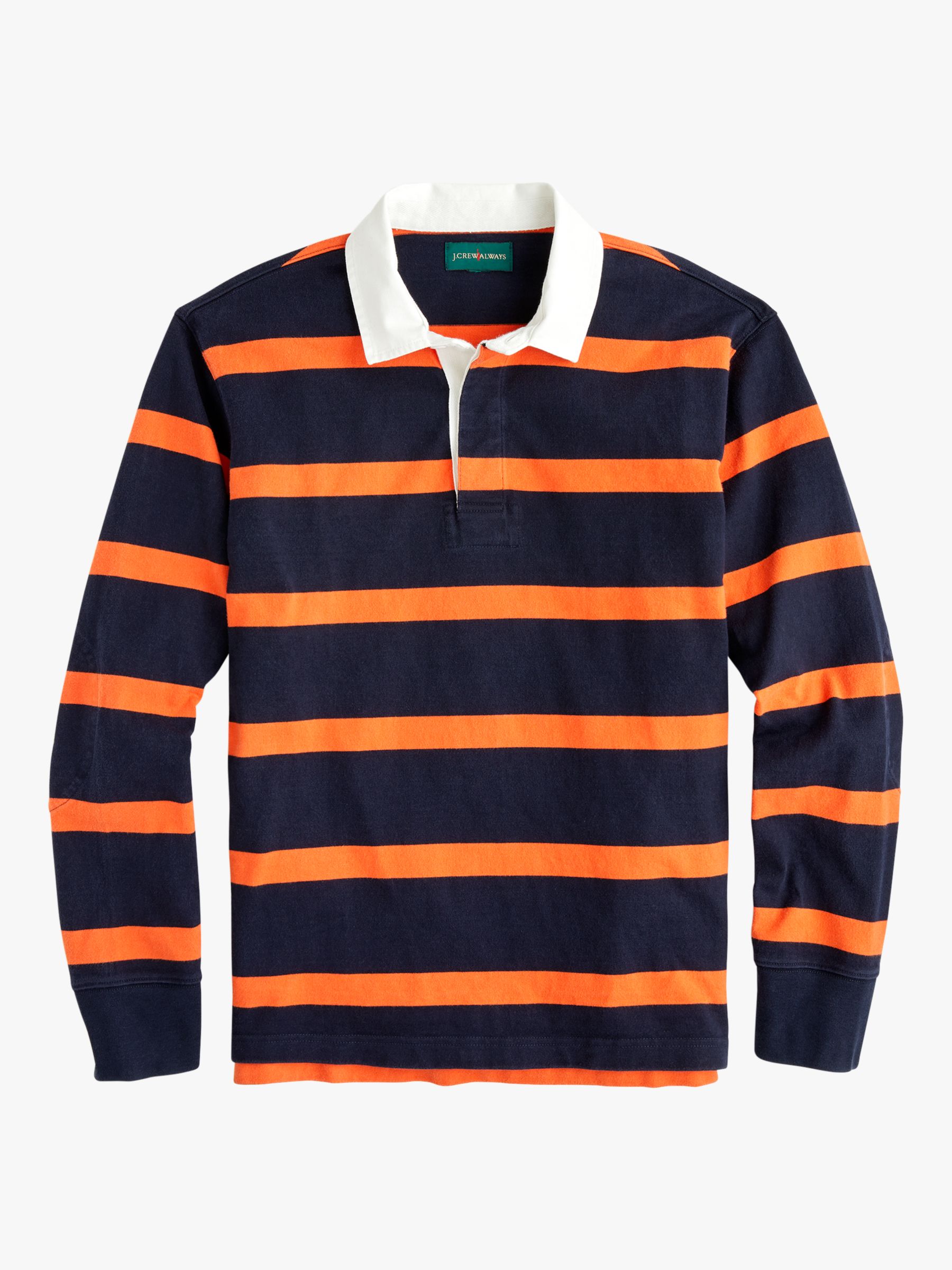 J.Crew James Stripe Long Sleeve Rugby Shirt, Varsity Orange at John ...