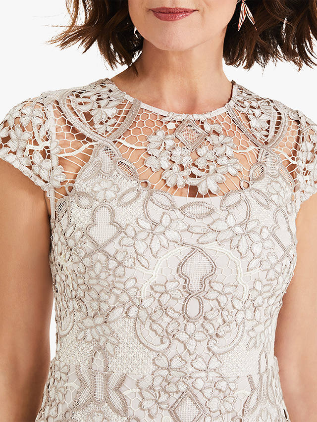 Phase Eight Frances Lace Dress, Latte/Oyster at John Lewis & Partners