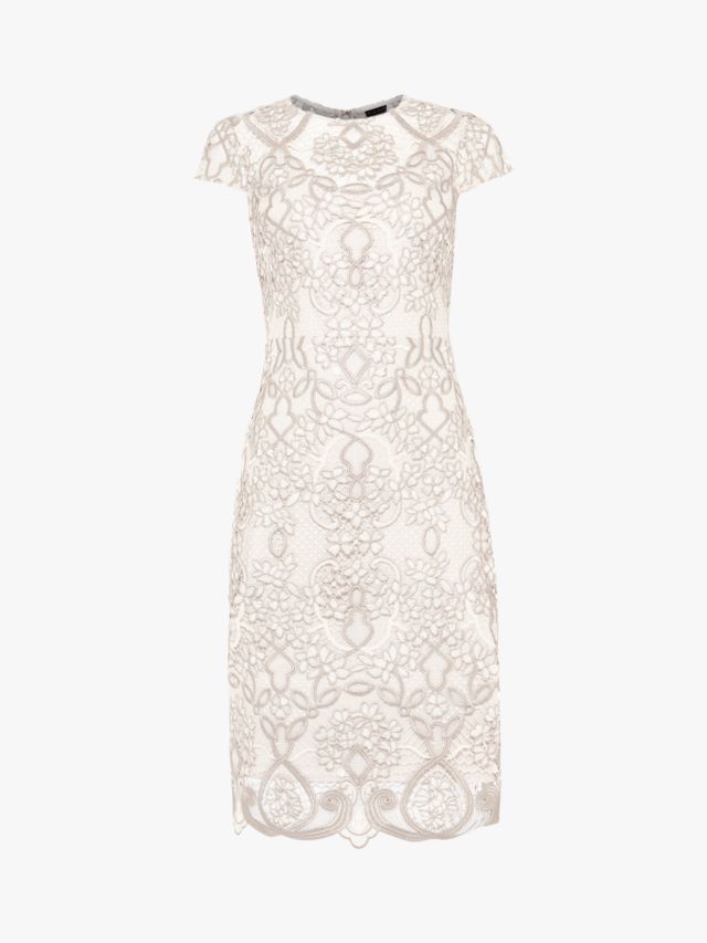 Phase Eight Frances Lace Dress, Latte/Oyster, 14