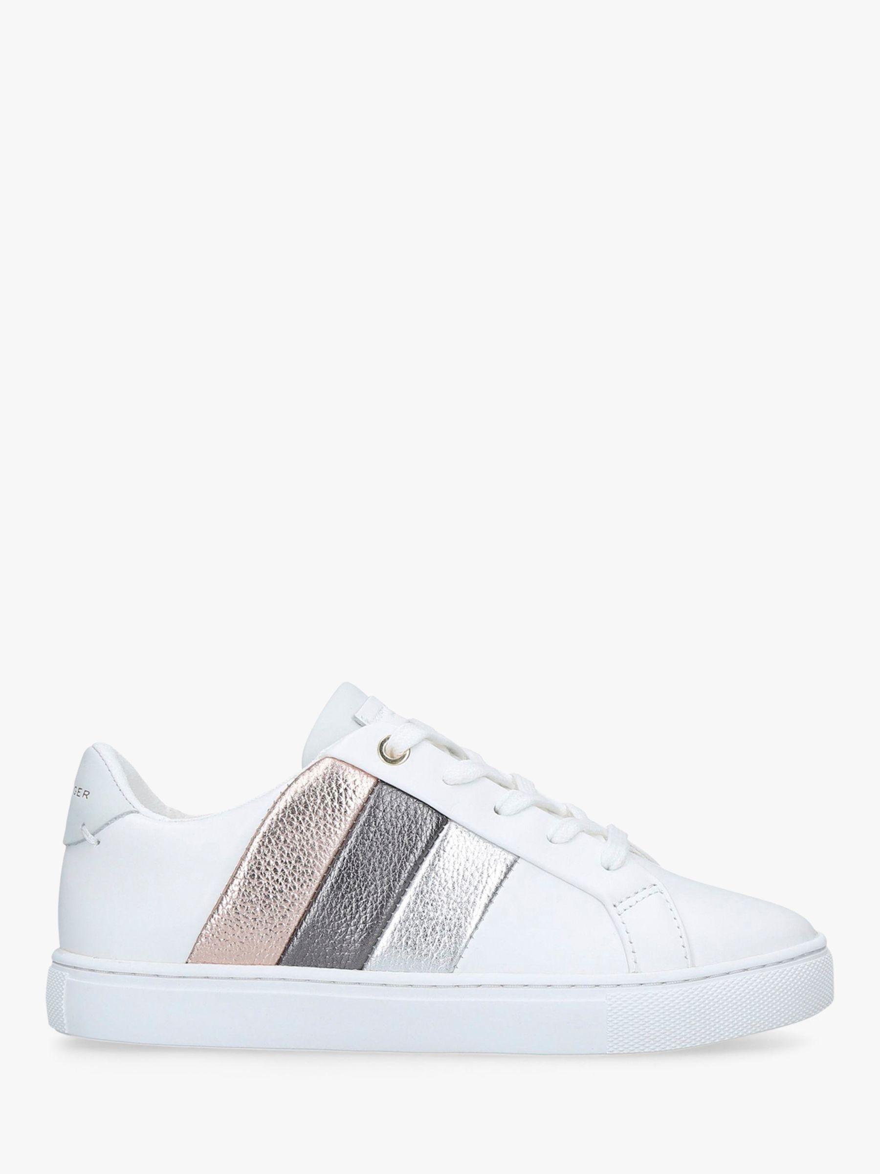 Kurt Geiger London Children's Mini Lane Metallic Stripe Shoes, White at ...