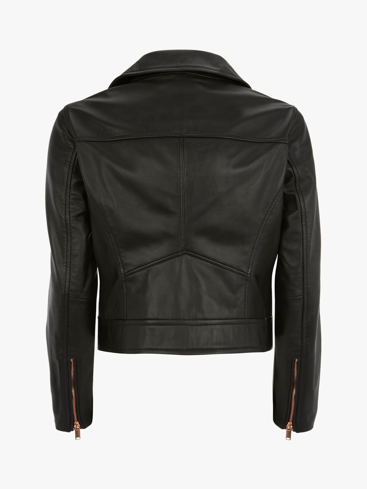 Mint Velvet Leather Zip Biker Jacket, Black at John Lewis & Partners