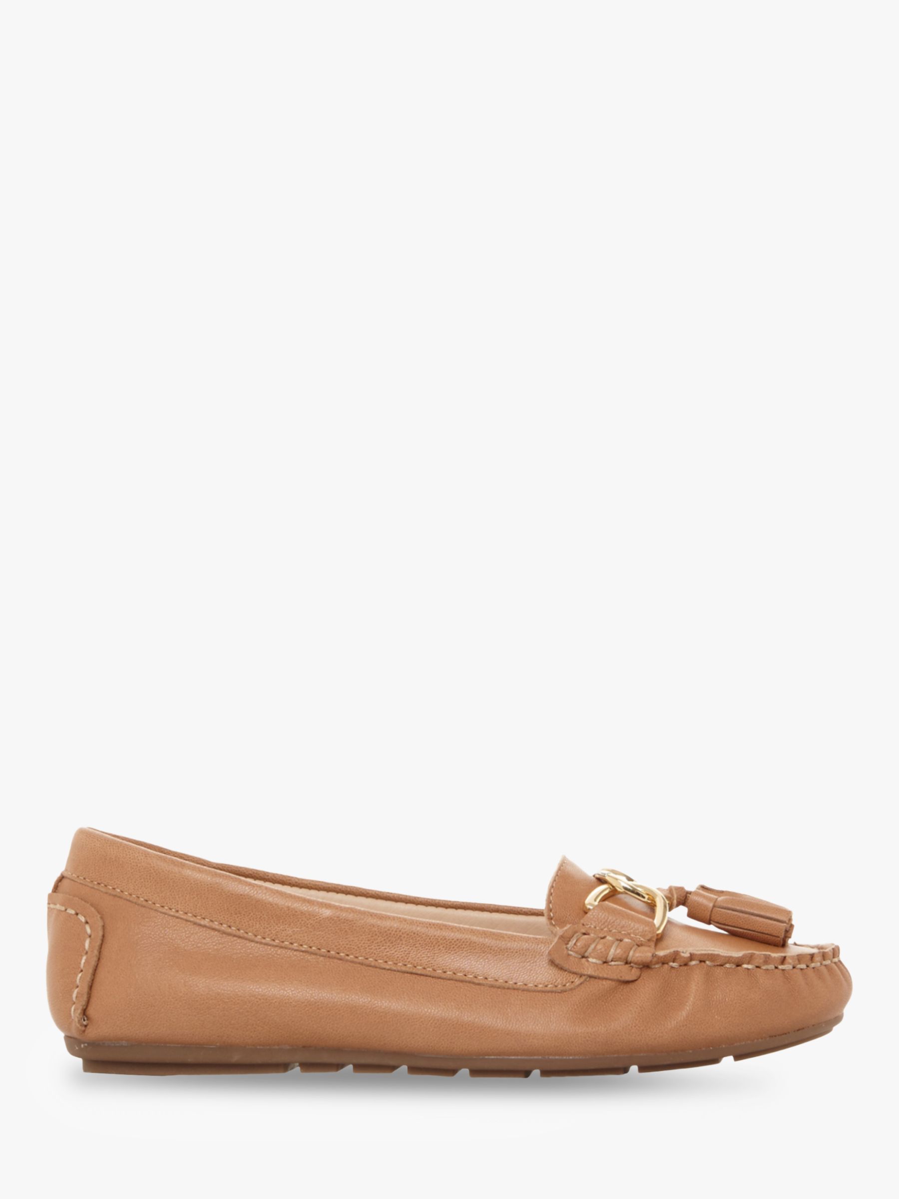 Dune Geena Tassel Moccasin Leather Loafers, Tan