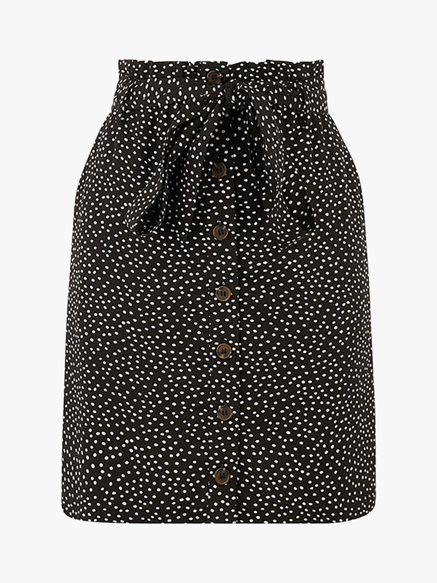 Oasis Crushed Spot Button Skirt, Black/White