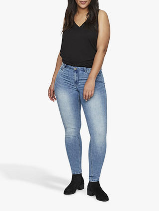 JUNAROSE Curve Queen Michelle Slim Jeans, Medium Denim Blue