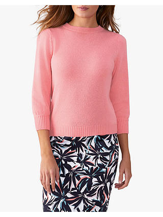 Pure Collection 3/4 Sleeve Sweater, Flamingo Pink
