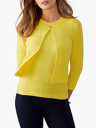 Pure Collection One Button Cropped Cardigan, Buttercup
