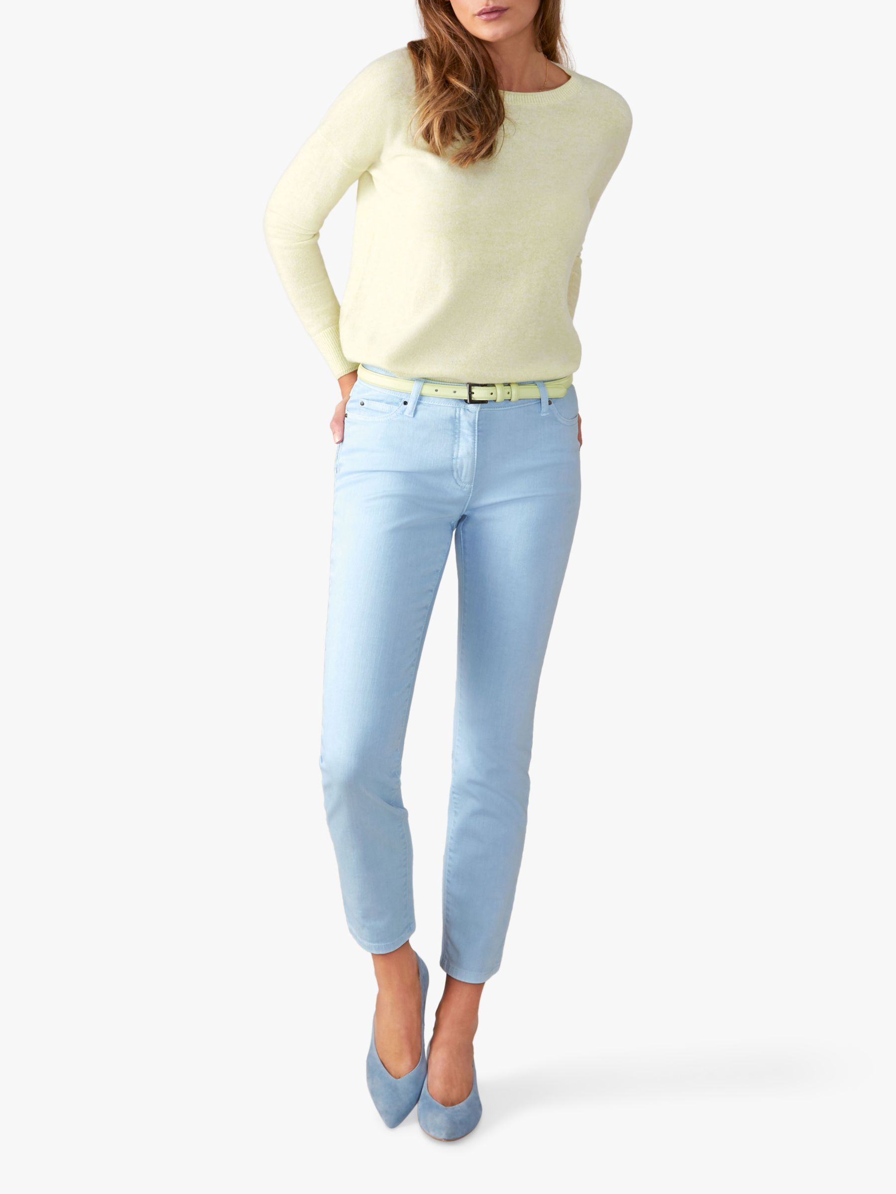 Pure Collection Cropped Denim Jeans, Pale Blue