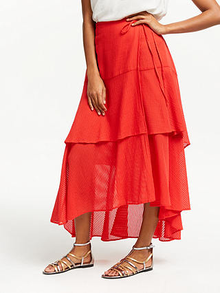 AND/OR Emma Tiered Ruffle Skirt, Bright Red