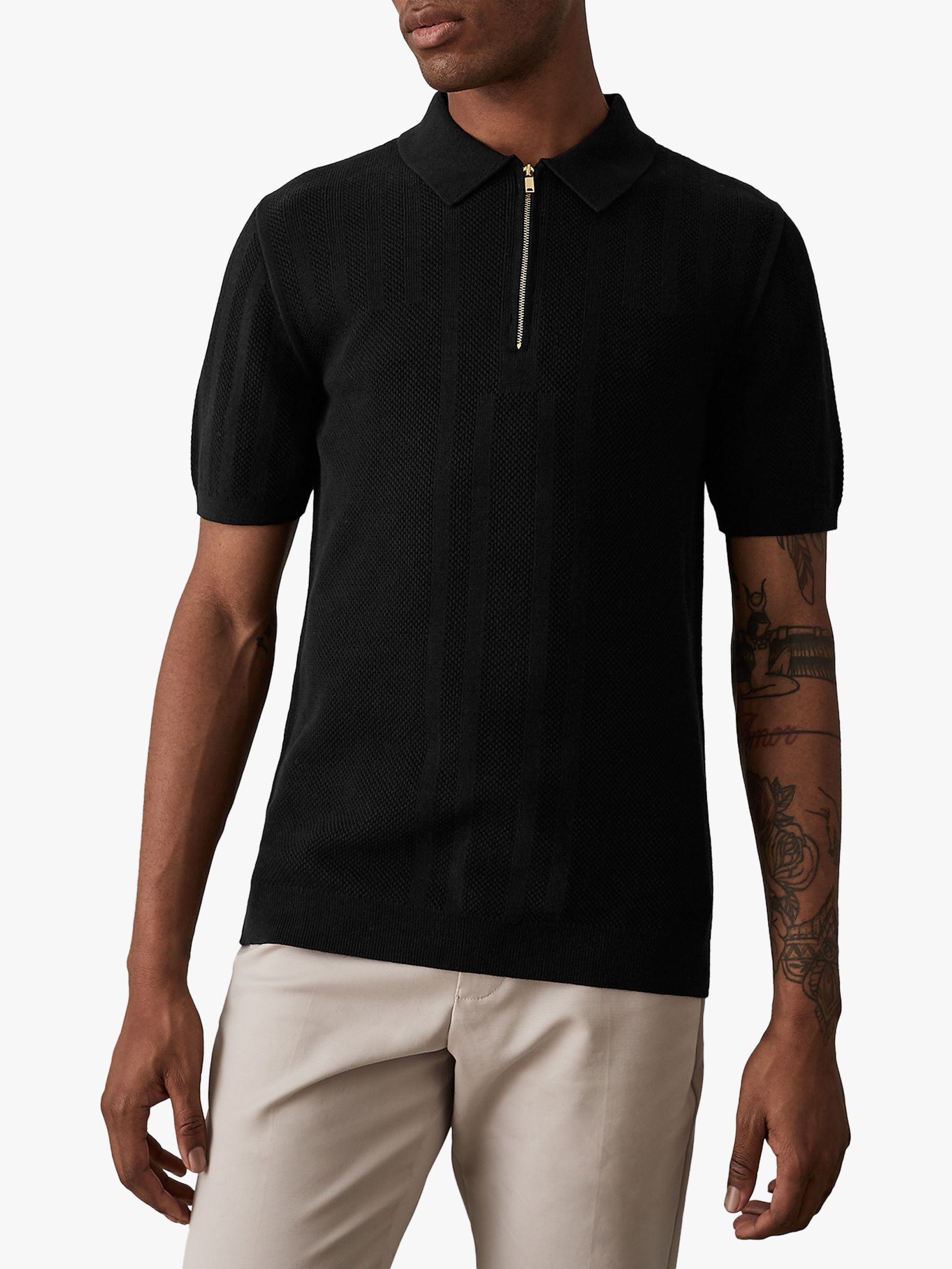 black zip polo shirt