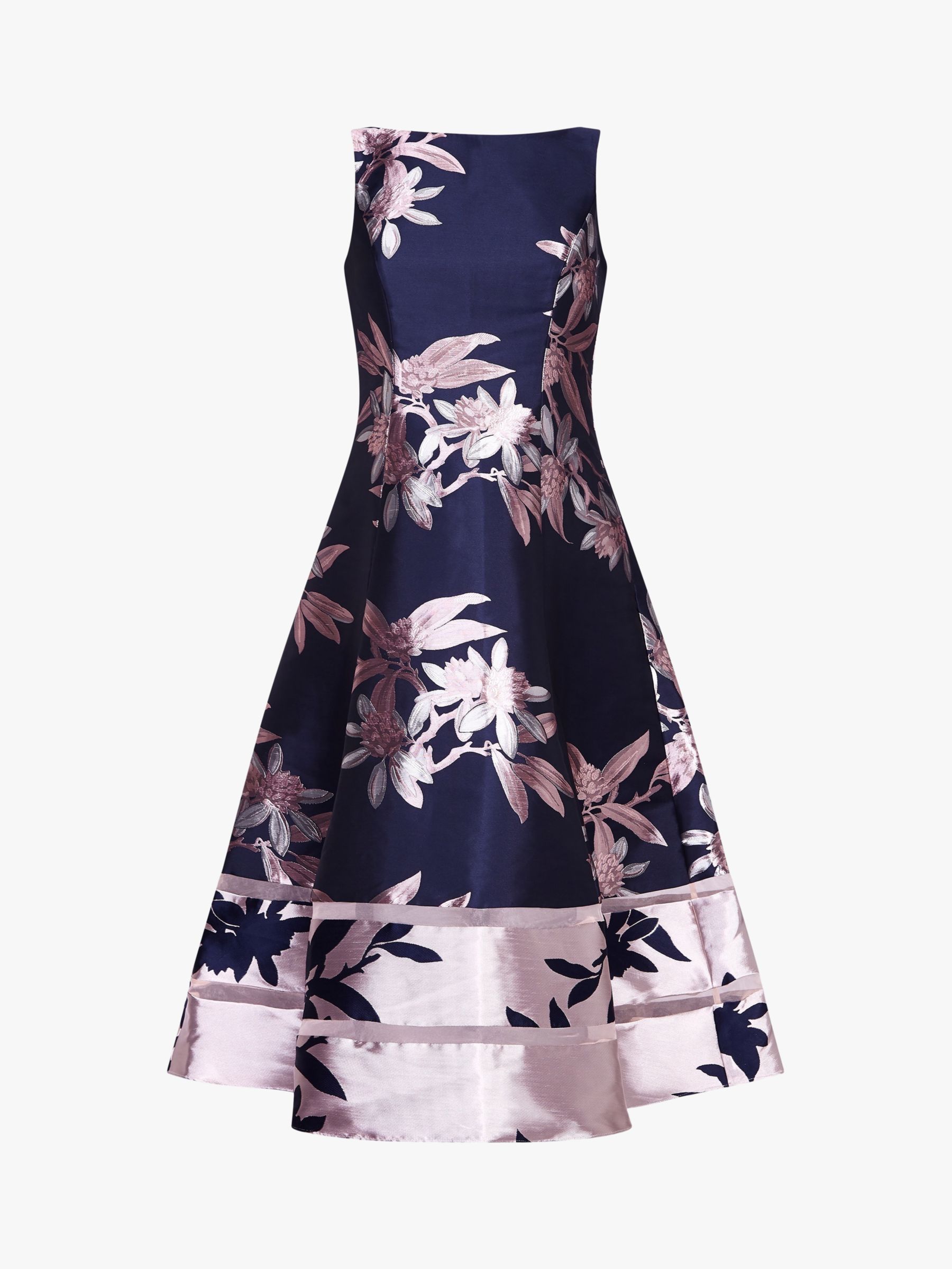 Adrianna Papell Floral Jacquard Dress, Navy/Blush at John Lewis & Partners