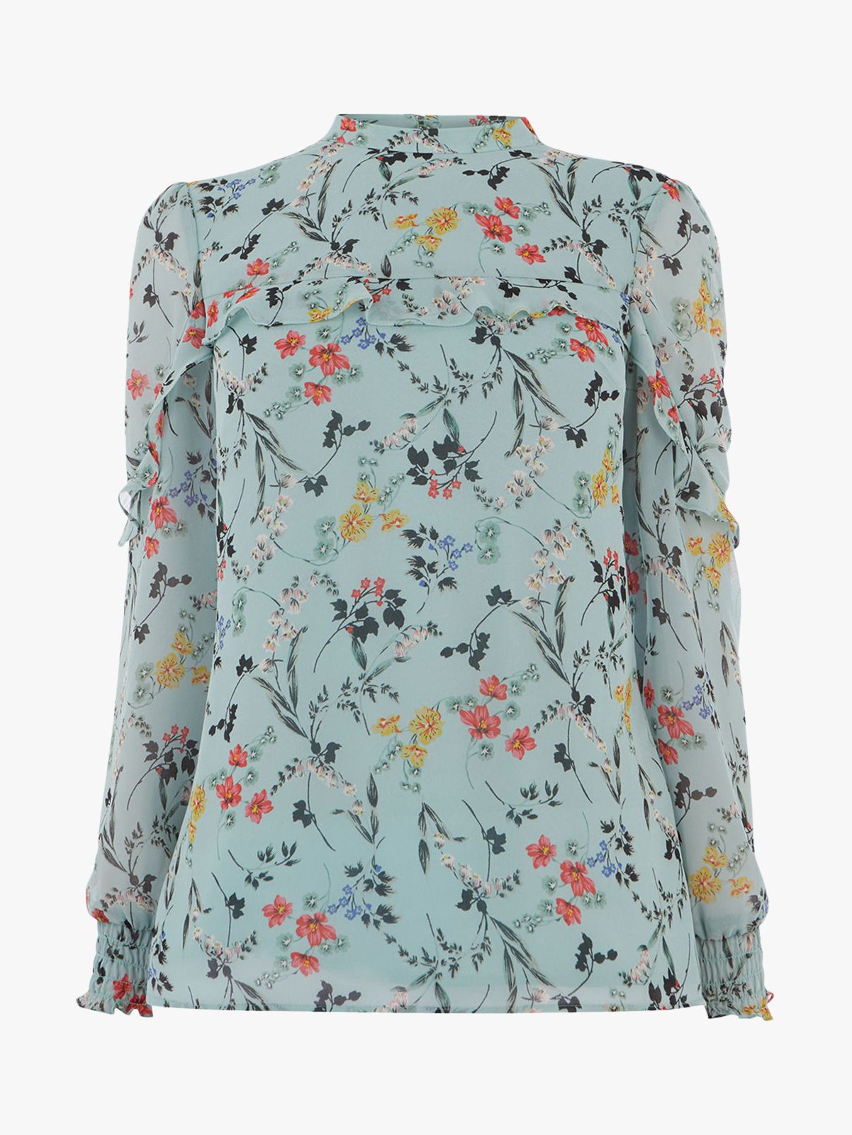 oasis blue chiffon frill top