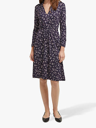 French Connection Felicienne Drape Dress, Utility Blue/Sweet Pea