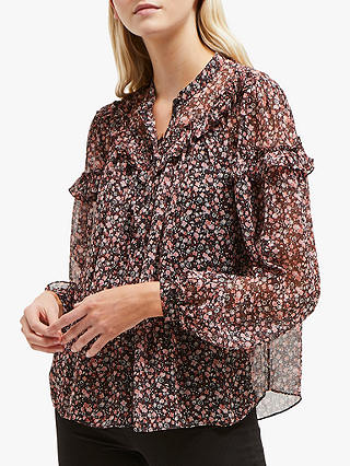 French Connection Fauna Frill Shirt, Black