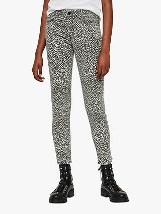 AllSaints Grace Ankle Leopard Print Skinny Jeans, Brown